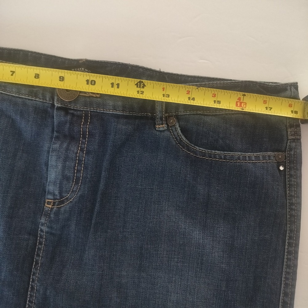 Weekend Max Mara Denim Midi Skirt Dark Wash Rhinestone Butterfly Size 16 US - Picture 6 of 8